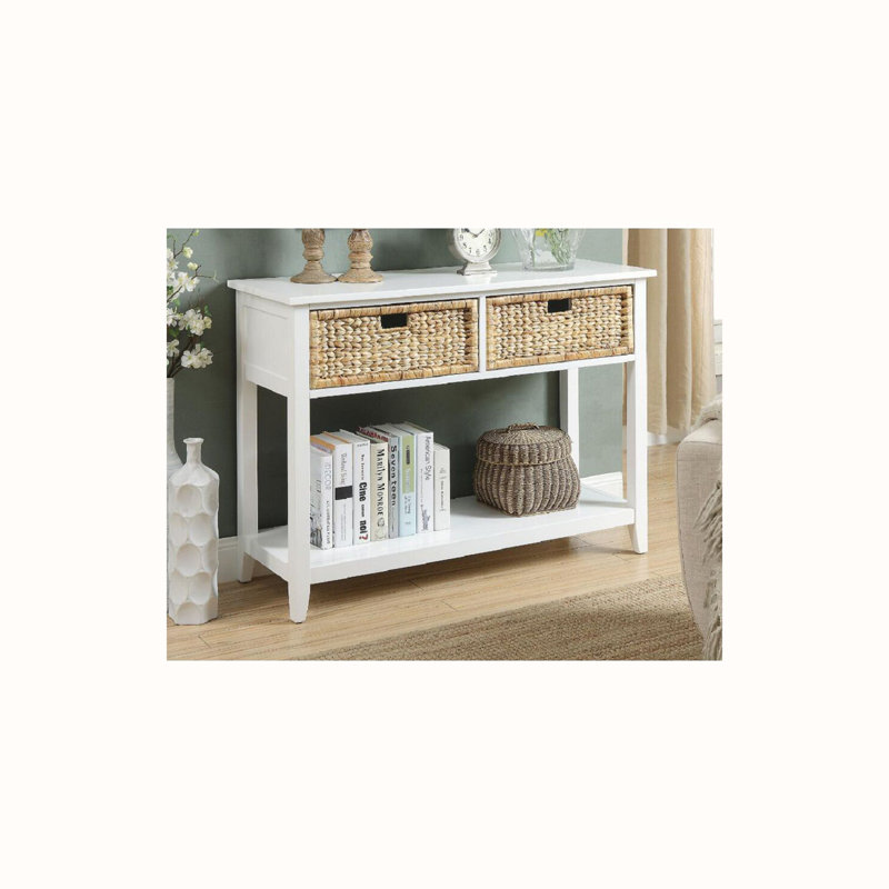 Console Table with Basket Teal